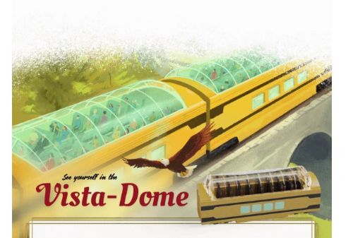 Vista Dome Deluxe Yellow Plastic Railcar Set